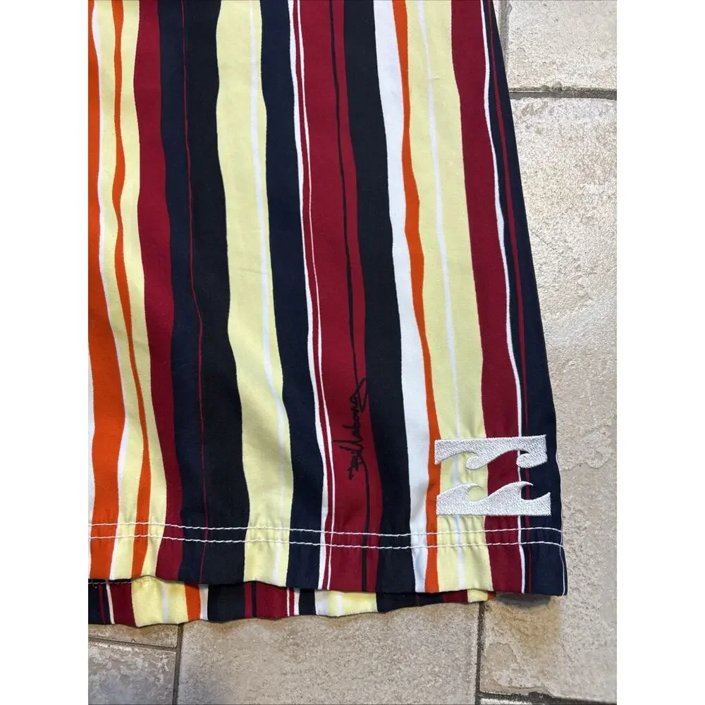 Vintage Billabong Men’s Multicolor Striped Board Shorts Swim Trunks Size 36